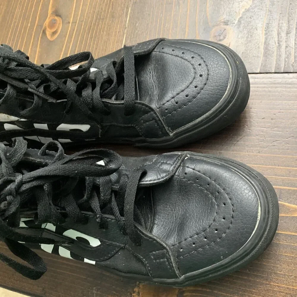 Vans Sk8-Hi Reissue Skate Shoes Black Big Large Logo Mens Sz 7.5 Women Sz 9 - Picture 10 of 10